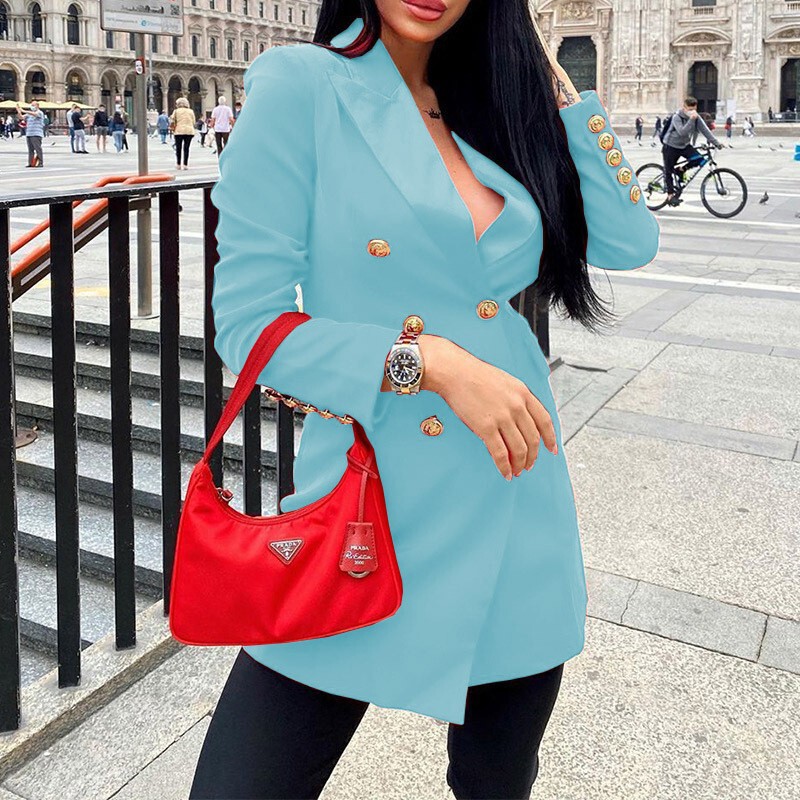 2025Ebay Amazon Wish New Style Autumn Slim-Fit Long-Sleeved Double-Breasted Mid-Length Suit Jacket 2025Ebay Amazon Wish New Style Autumn Slim-Fit Long-Sleeved Double-Breasted Mid-Length Suit Jacket