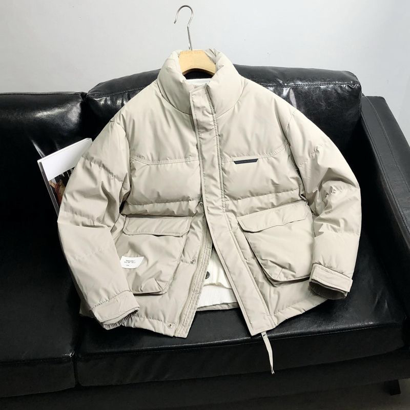 Vêtements pour hommes Veste courte pour hommes Veste épaisse en cuir PU sans lavage Veste chaude et résistante au froid Veste à col montant Veste d'hiver pour hommes Vente chaude_voghion.com