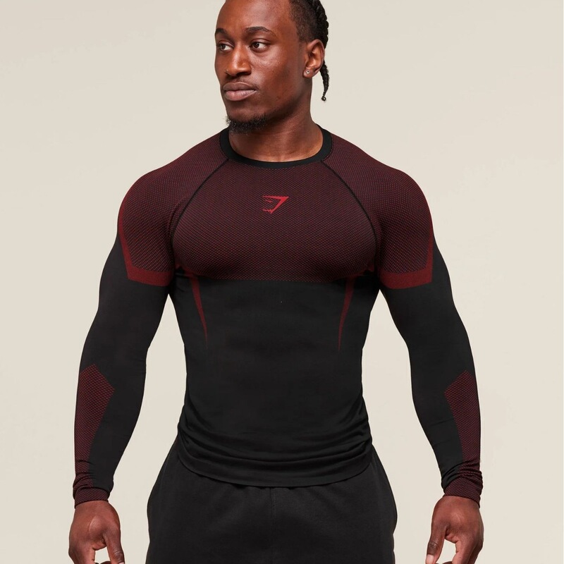 Gymshark Fitness Tops for Men, Cross-Border Popular Tight-Fitting Clothing, Men's Running Training Long-Sleeved T-Shirt, Muscle Shark Gymshark Fitness Tops for Men, Cross-Border Popular Tight-Fitting Clothing, Men's Running Training Long-Sleeved T-Shirt, Muscle Shark
