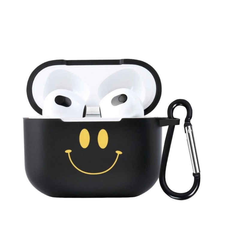 노란색 스마일 헤드폰 케이스 + 카라비너