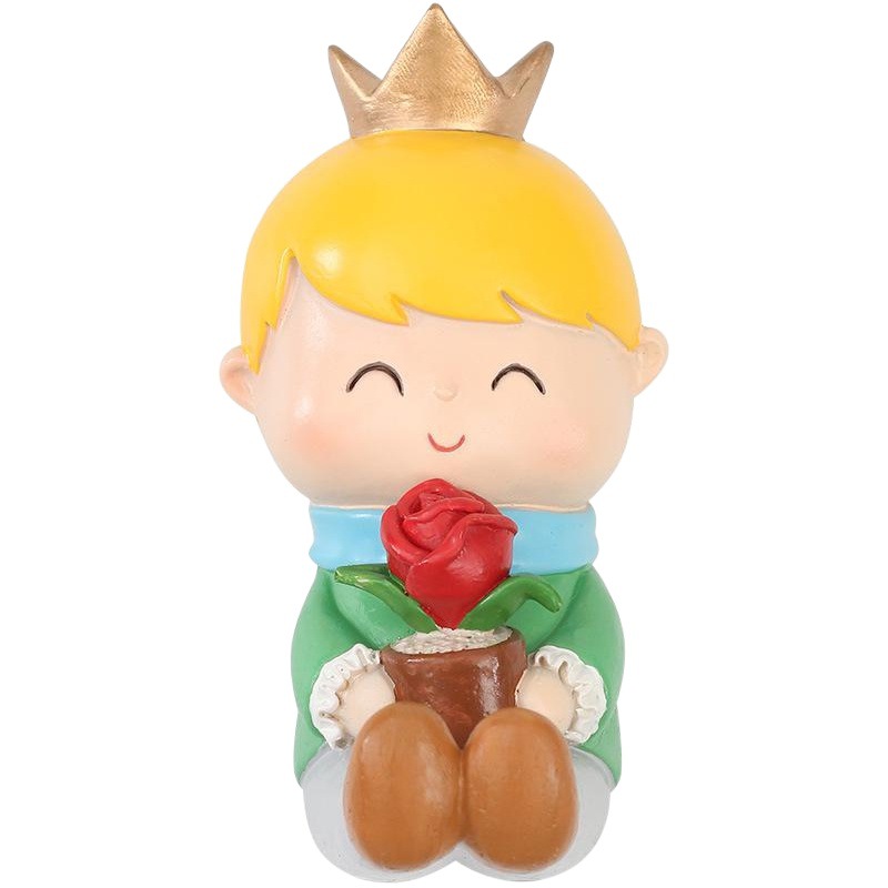 Nanyuan Chuanfang creativo zakka dibujos animados Pequeño Príncipe con vistas a la puesta de sol coche pastel para hornear adornos de resina decorativos