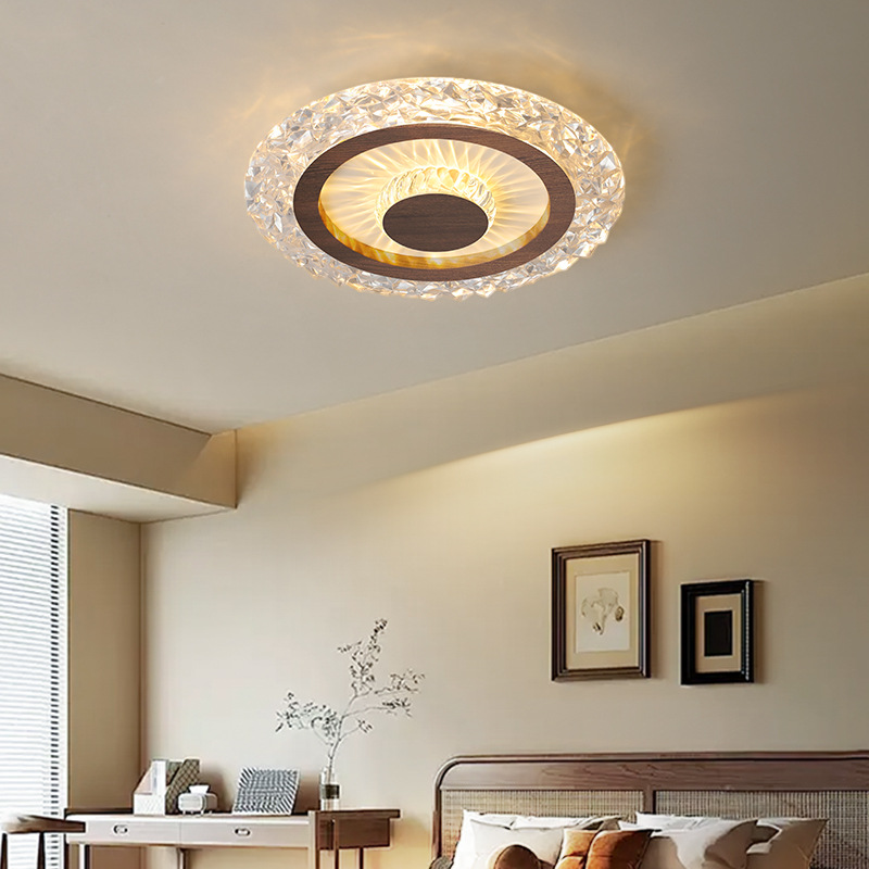 [Selección estricta] lámpara medieval minimalista lámpara de techo 2025 nuevo estilo americano retro color nuez super brillante lámpara de habitación de protección de ojos