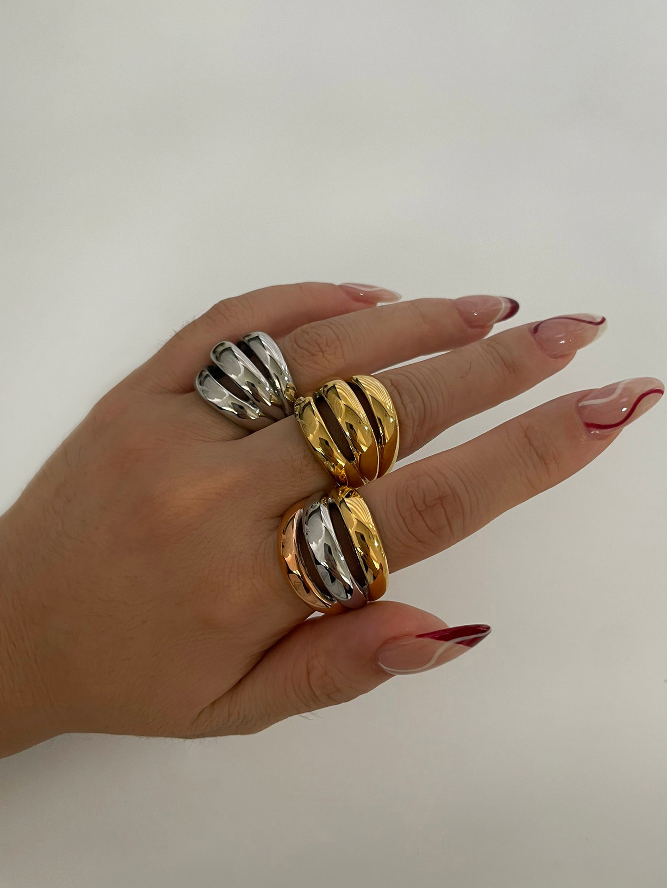 Holiday, Daily Occasion 316L Stainless Steel Color Block Waterproof Non Tarnish Surgical Steel Simple Style Classic Style Rings For Women's