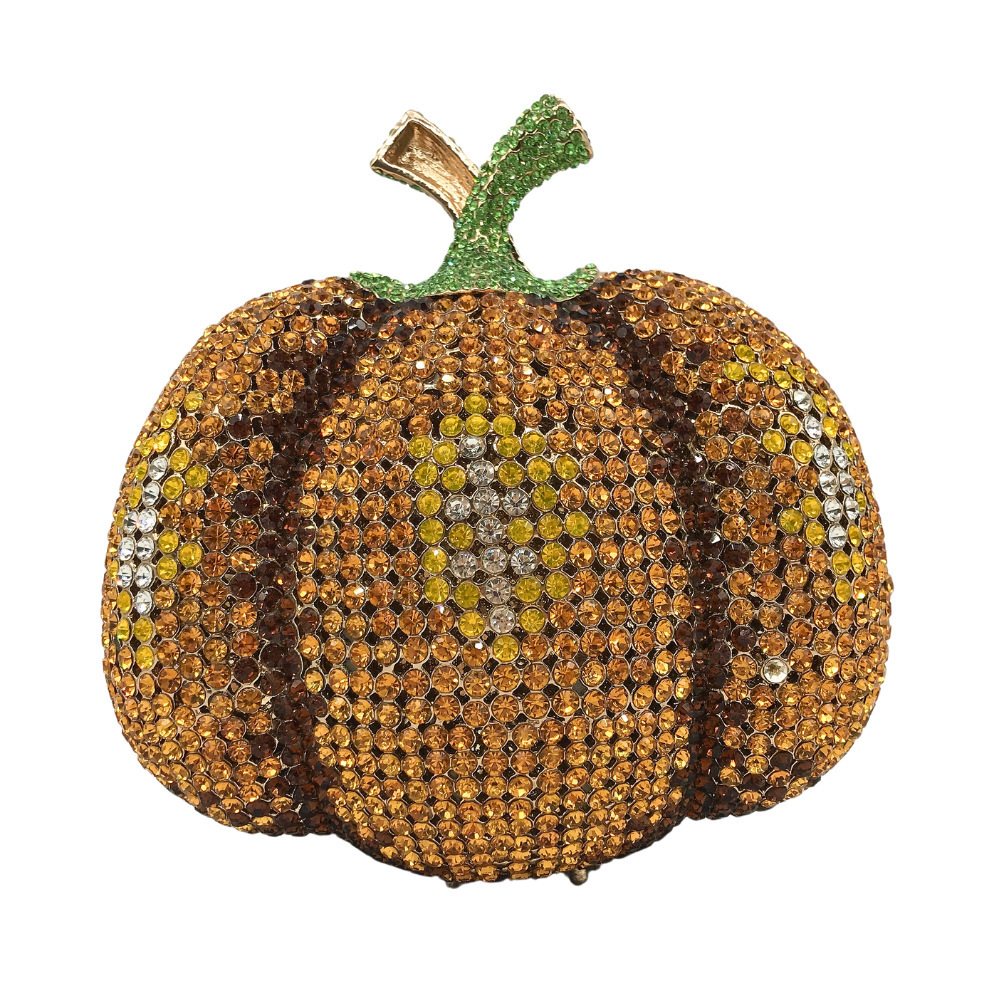 Nuevo paquete de banquete de diamantes de calabaza transfronteriza, paquete de diamantes de banquete europeo y americano, nuevo embrague de aleación de oro duro