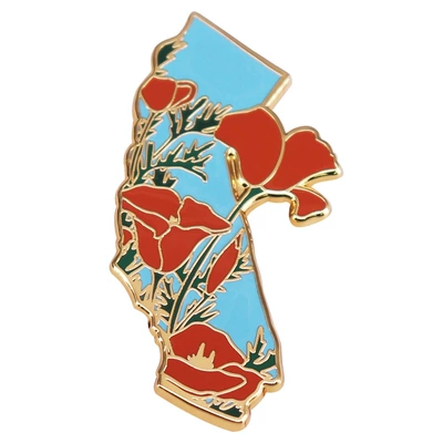 State Flower Series California Poppy Flower Map Enamel Brooch Fashionable and Unique Backpack Decoration Collar Pin (Yaxa sancaqları) - gold-b05-04-d02a-33-1-3