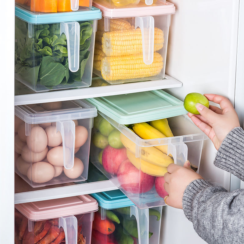储物密封收纳盒 塑料加厚冰箱储物盒带把透明厨房收纳杂粮保鲜盒
