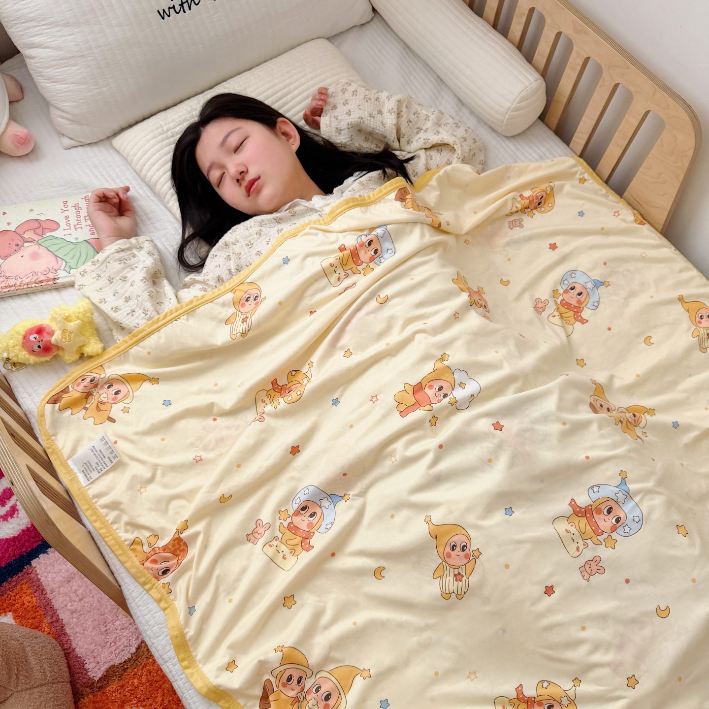 Star people / 80cmx110cm knitted throw blanket