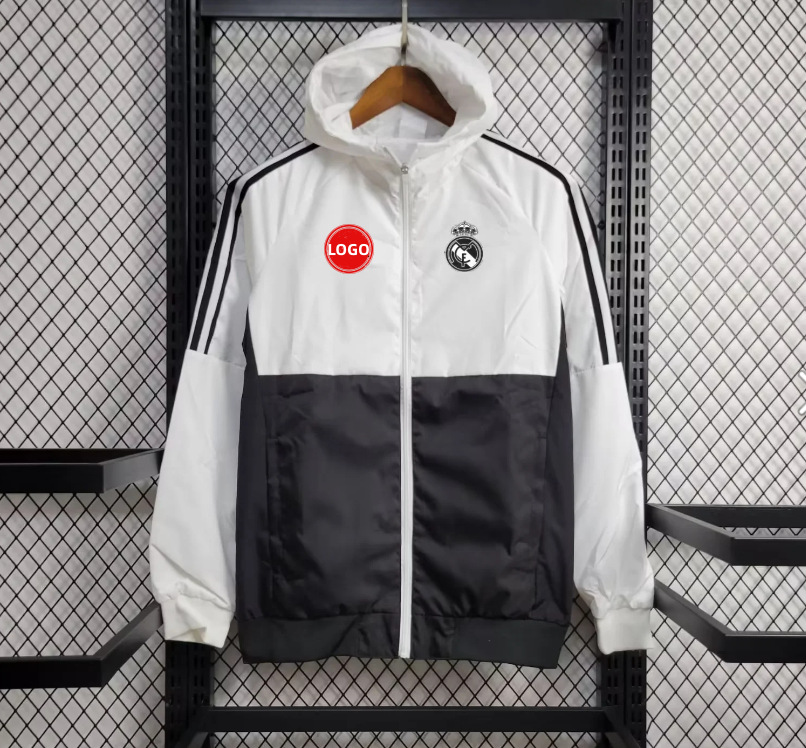 2526 chaqueta de fútbol con capuz nueva chaqueta de calentamiento a prueba de viento Barcelona Arsenal Real Madrid Manchester United chaqueta deportiva