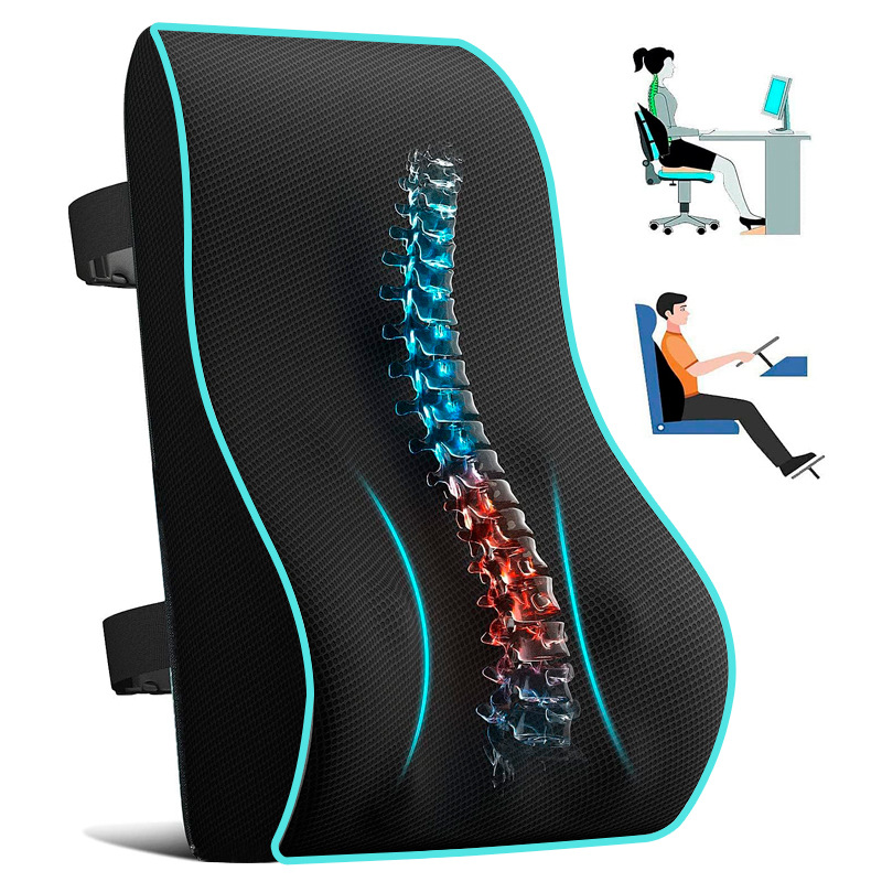 Cross-Border Amazon Car Lumbar Support Office Chair Sedentary Memory Foam Backrest Ergonomic Cushion Waist Support