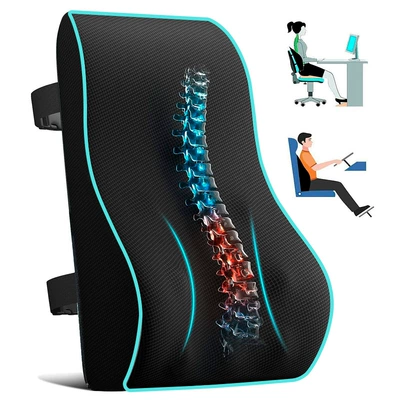 Cross-Border Amazon Car Lumbar Support Office Chair Sedentary Memory Foam Backrest Ergonomic Cushion Waist Support (Waist support) - cross-border-hot-selling-model-blue-rope-2-straps-464012cm