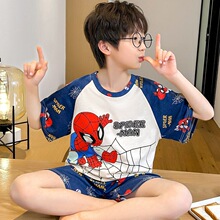 儿童睡衣夏季薄款男童2026新款短袖蜘蛛侠男孩宝宝夏款家居服套装