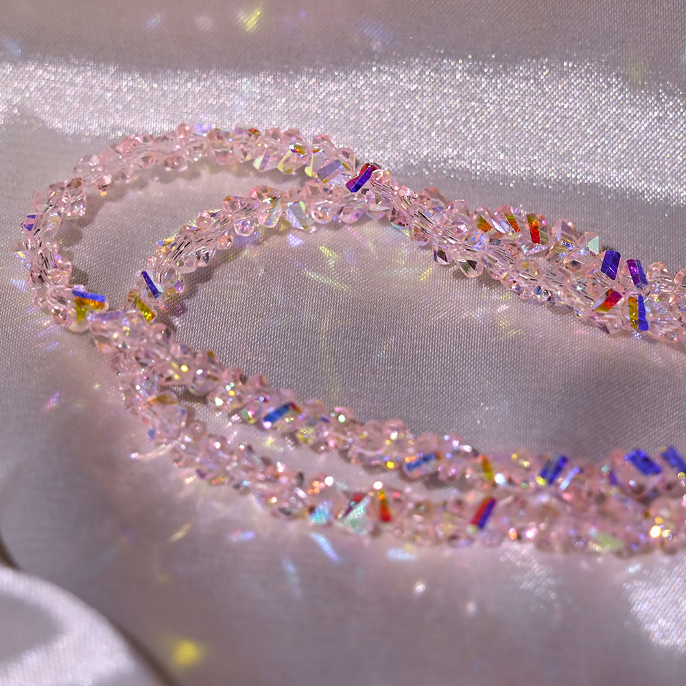 Collar de perlas de cristal de diamante de cristal triangular de 4 mm collar de perlas sueltas de bricolaje artesanal accesorios de ropa accesorios de cadena de teléfono móvil accesorios de cadena de teléfono móvil image 34