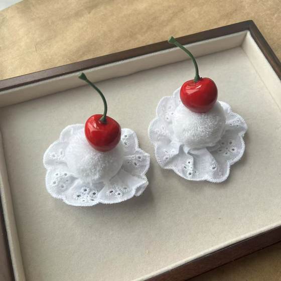 Sweet Little Cherry Ice Cream Cake Accessories Hole Shoes Shoes Flower Accessories DIY Accessories Hairpin Decoration Photo Channel