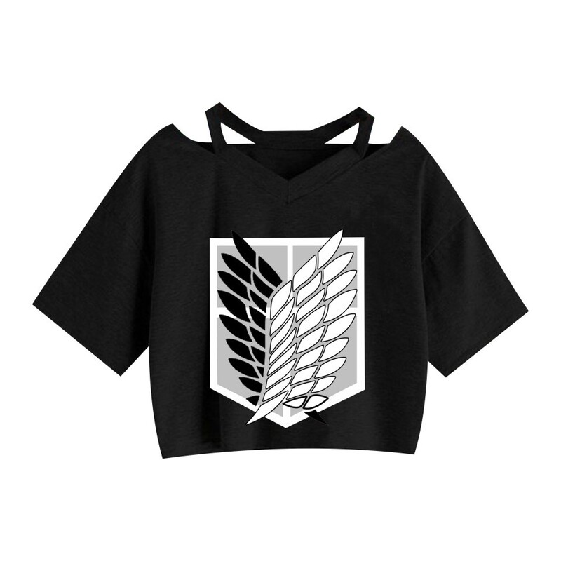 The Giant Anime Attack on Titan Perimeter Printed Women's Sling Navel Top The Giant Anime Attack on Titan Perimeter Printed Women's Sling Navel Top