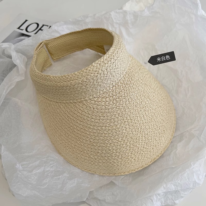 Sombrero de paja UV verano estilo coreano, ala ancha, antiviento, protector solar