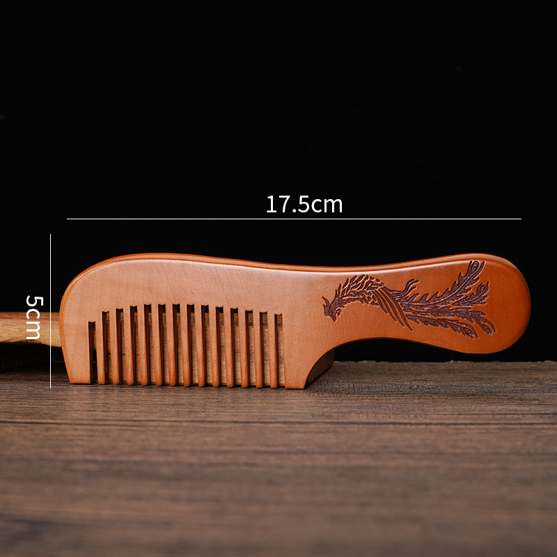 桃の木の櫛ロングハンドル細歯ストレートヘアコーム木製櫛ギフト桃の木の櫛ポータブル初年度ギフト木製櫛彫刻ロゴ輸出|undefined
