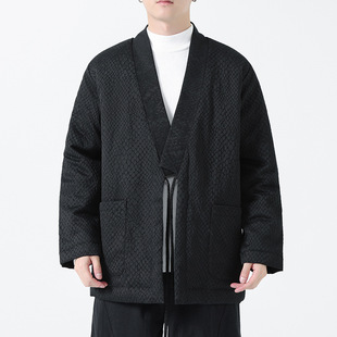 2023 autumn and winter New Cotton and thickening Chinese style men's python jacquard trendy Hanfu robe new Chinese style coat