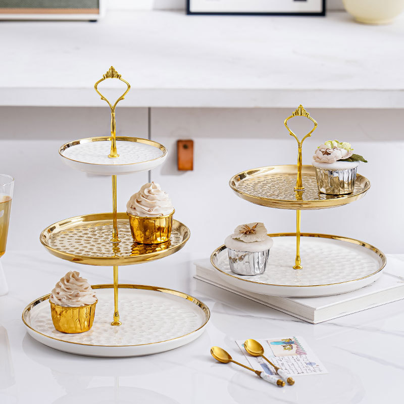 De estilo europeo de cerámica soporte de postre soporte de exhibición de la torta de cumpleaños de la boda soporte de descanso de té Mesa té de la tarde postre bandeja de frutas