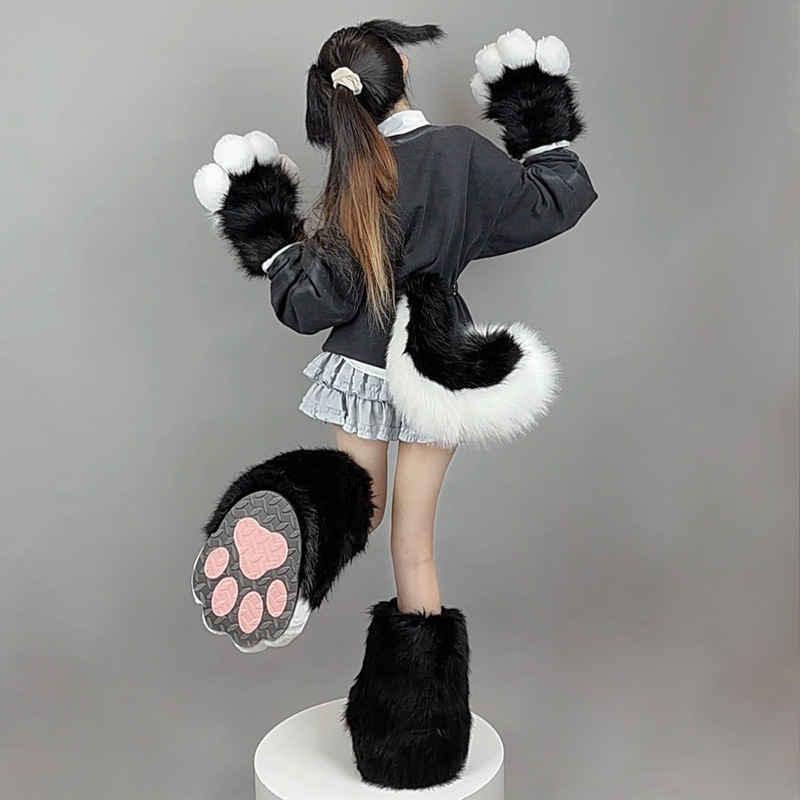 Entrega de una sola pieza japonés lindo Lolita tocado colgante oreja perro felpa horquilla accesorios para el cabello hecho a mano simulación bestia oído diadema