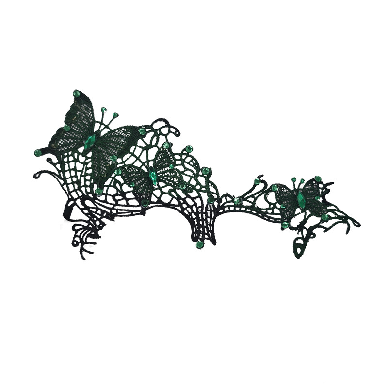 Transfronterizos para la fijación de pestañas de maquillaje de mariposa de diamante de encaje, máscara de mitad de cara, gafas accesorios