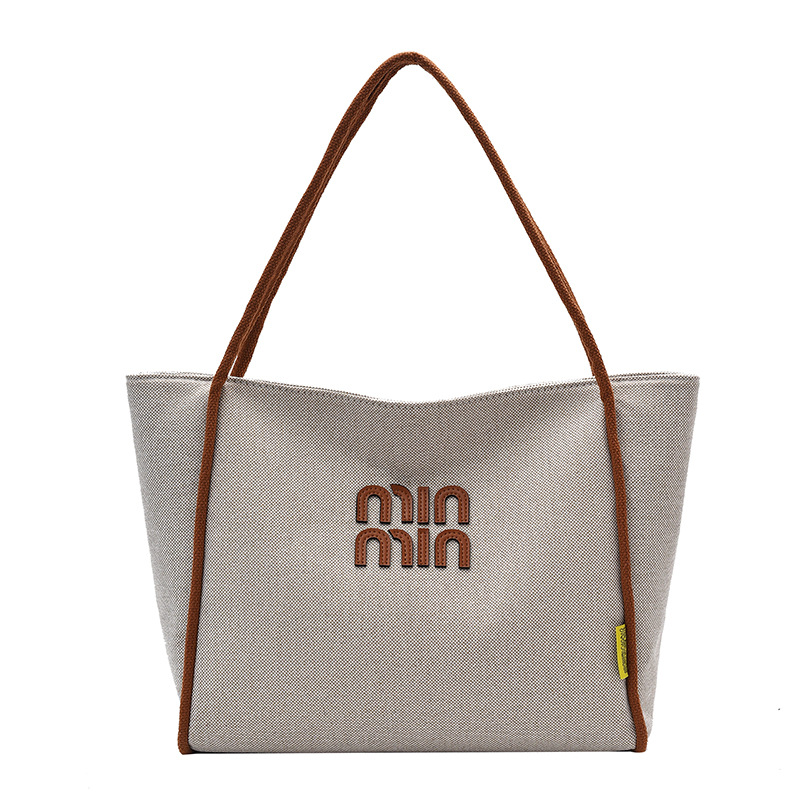 Bolsa de lona de hombro simple de gran capacidad de otoño y invierno nueva moda de moda de color de contraste de trabajo ocio bolsa de viaje
