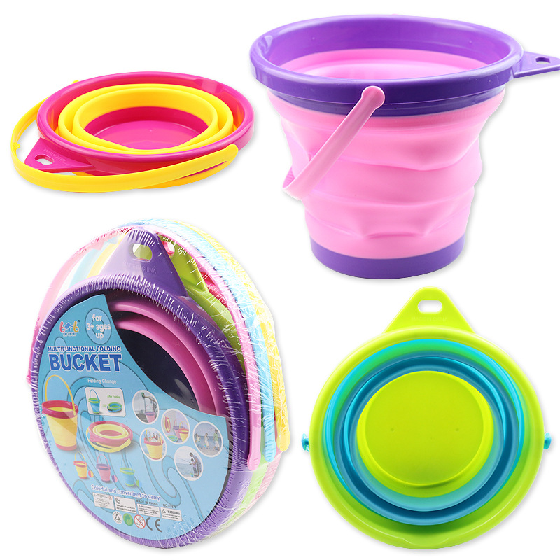 Cubo plegable retráctil flexible pegamento portátil 2.5L Cubo de playa Cubo de nieve Playa cubo redondo plegable al aire libre