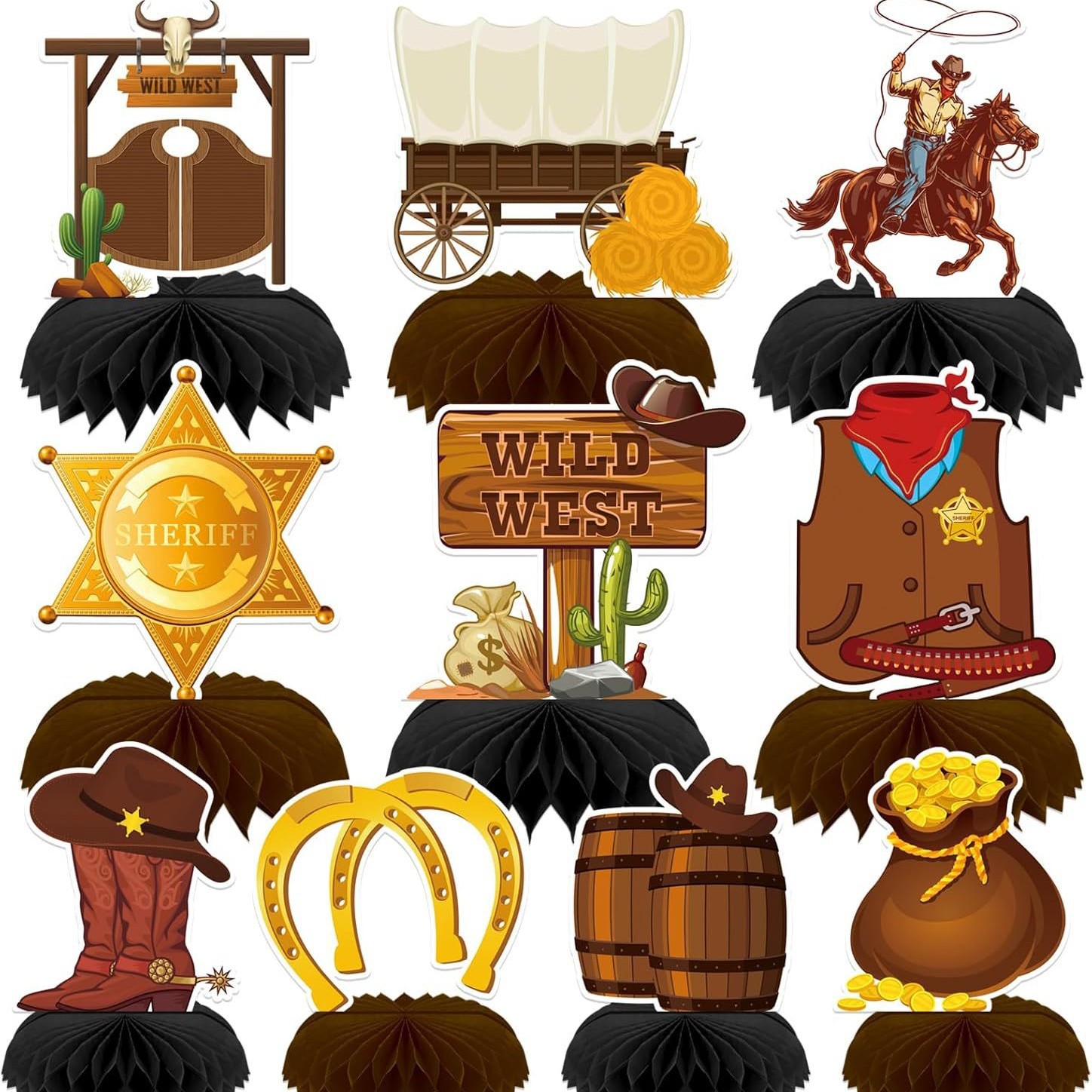 Western Cowboy Theme Birthday Party Decoration Supplies Honeycomb Table Table Decorations Party Honeycomb Decorations