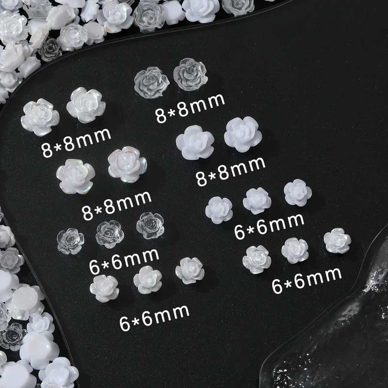 Amazon explosions camellia manicure jewelry simple three-dimensional aurora pearl white nails earrings accessories wholesale