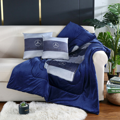 Car pillow quilt crystal velvet dual-purpose folding air-conditioning quilt pillow nap car logo pillow cushion waist protector