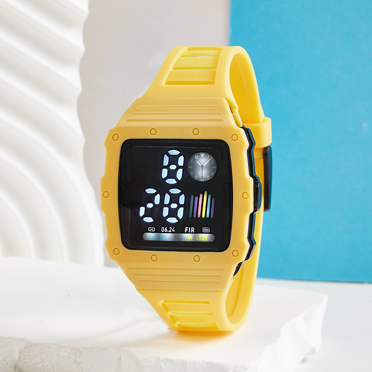 Moda simple macaron LED reloj electrónico Junior High School estudiante pareja reloj digital de una sola pieza reloj de entrega