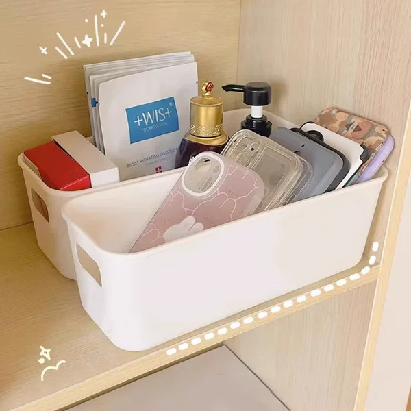 Milky White Storage Box for Underwear, Socks, Built-In Desktop Organizer, Drawer, Sundries Classification and Partitioned Storage