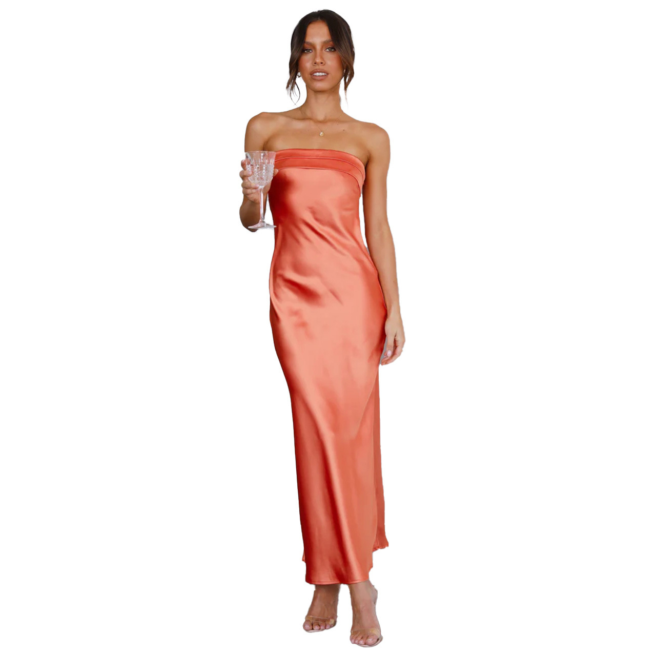 309g Weight Maxi Long Dress Dress Length Type Sleeveless Sleeve Length A-Line Skirt Dresses Type Spandex, Polyester Fabric Type Wholesale Women'S Elegant Zipper Solid Color Banquet Boat Neck Sleeveless A-Line Skirt