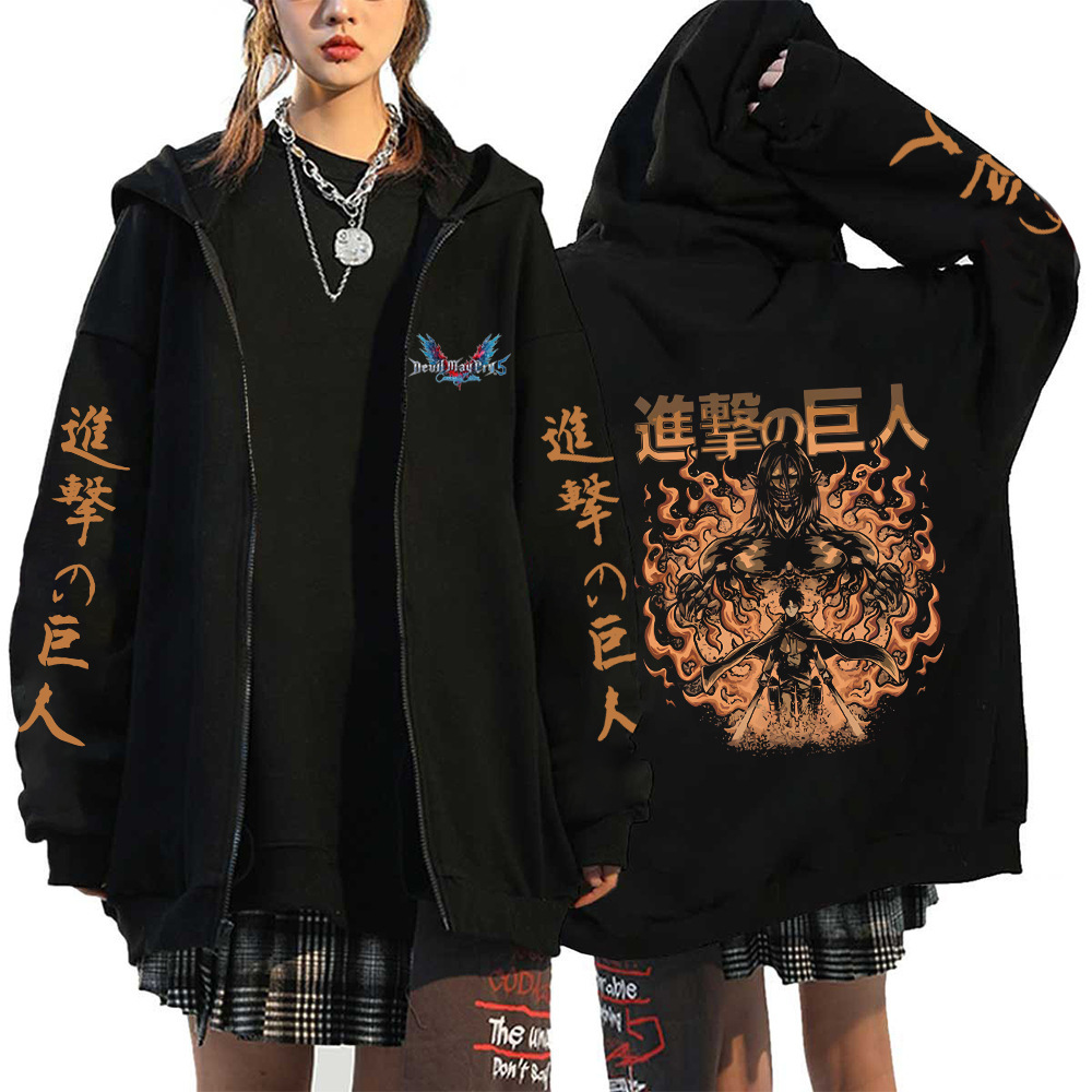 Anime Attack On Titan Men Women Zip Hoodies Yeager Eren