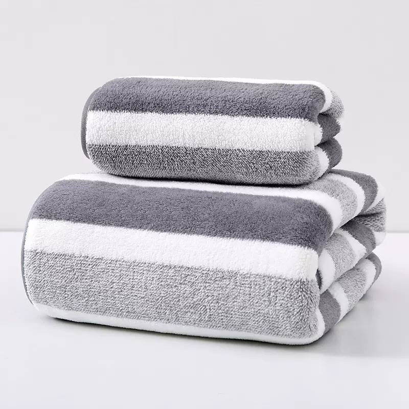 经编珊瑚绒毛巾浴巾套装吸水澡巾礼品批发情侣款专供柔软吸水沙滩