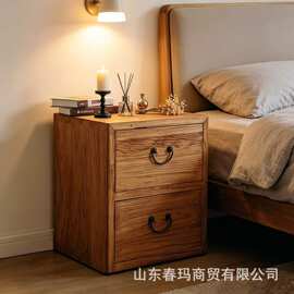 老榆木斗柜中式卧室床头收纳柜家用客厅电视柜带抽屉式老榆木矮柜