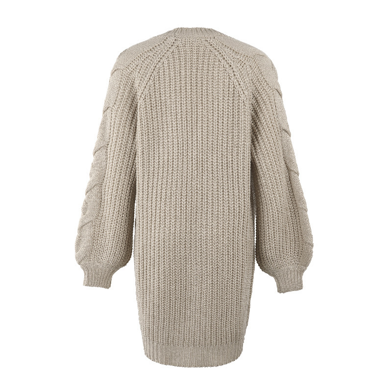 Women's Knitted Lantern Sleeve Twist Cardigan For Autumn Winter_voghion.com