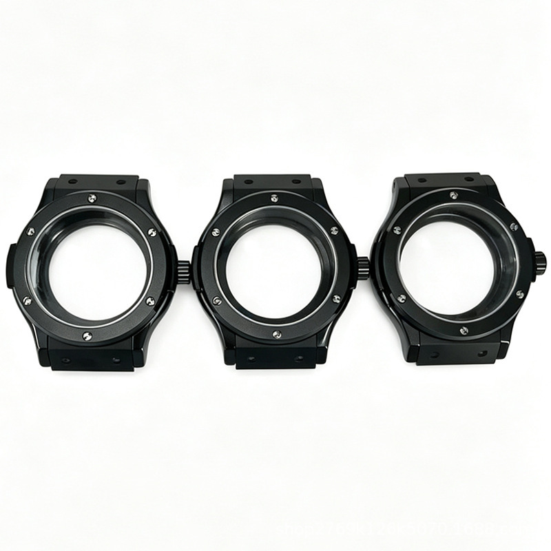 Modified watch case, black case for Hublot Big Bang model, assembled watch modification parts, compatible with original movement