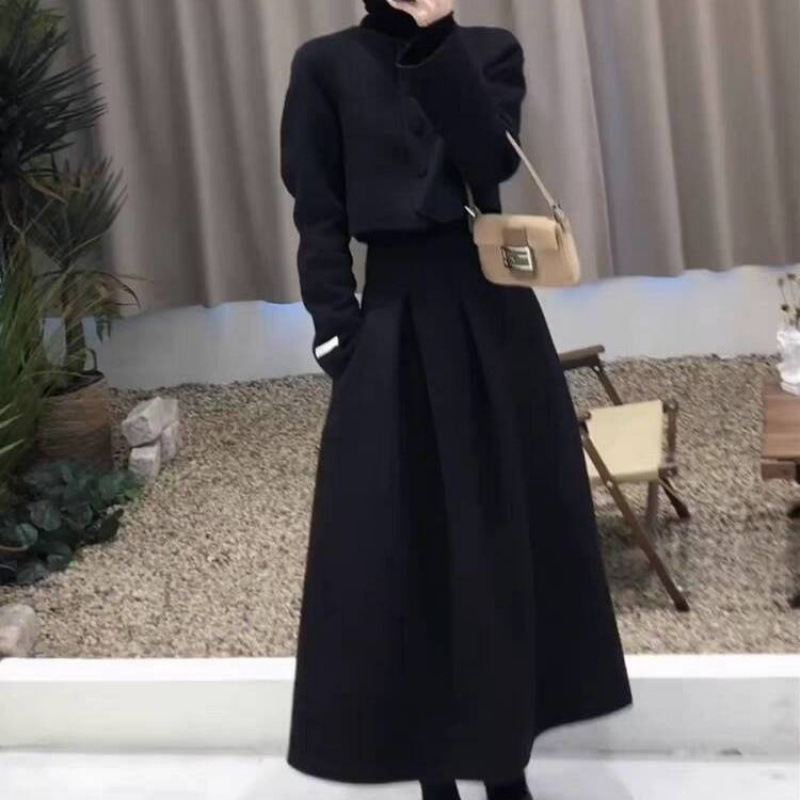 漂亮冬装搭配一整套高级感韩式千金小香风毛呢套装两件套|undefined