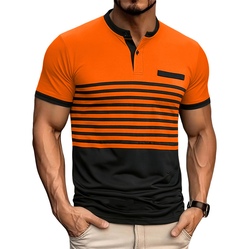 Verano Amazon polo camiseta de hombre de color a rayas polo camiseta de manga corta camiseta de negocios casual geometría de manga corta hombre
