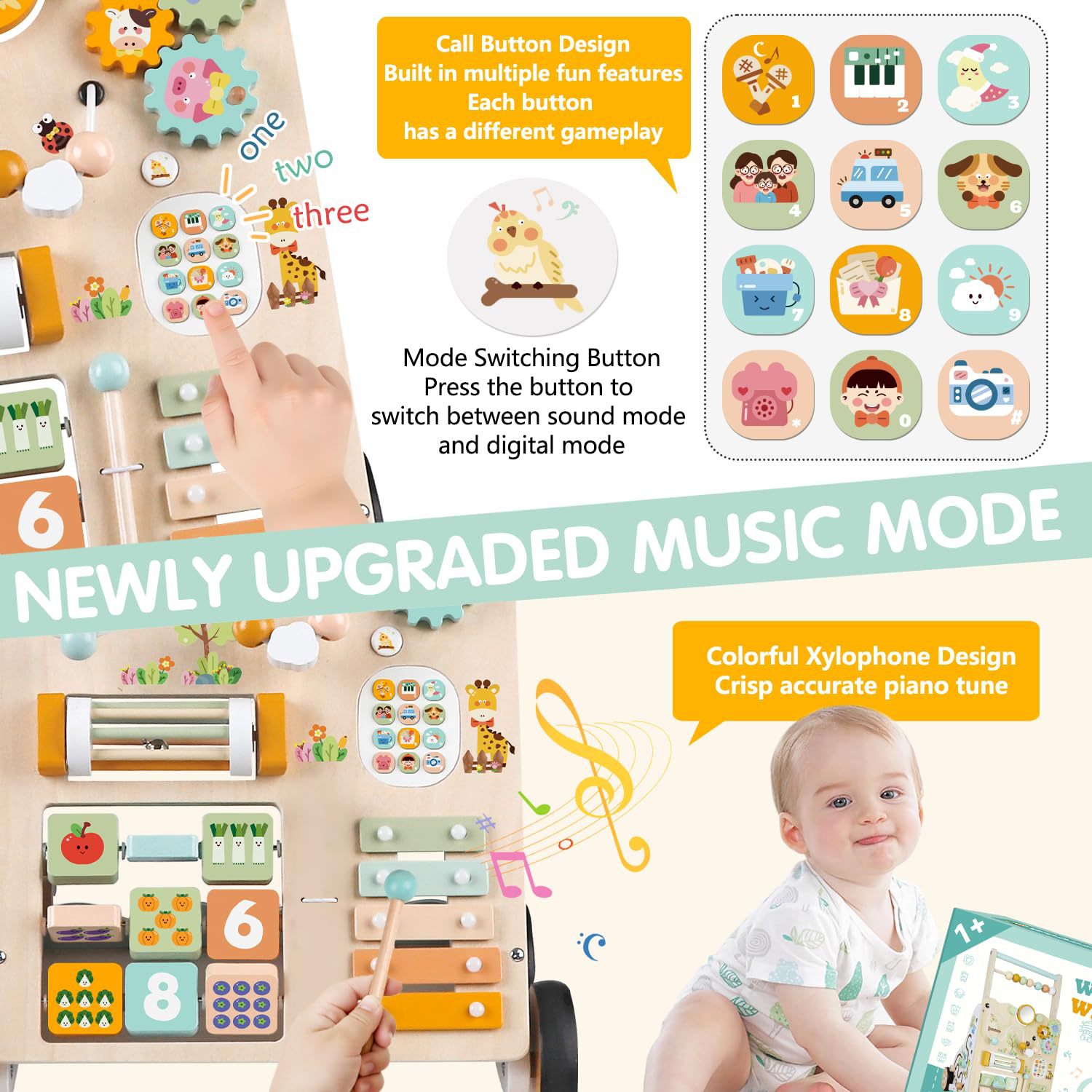 Ahşap Bebek Yürüteç Çocuk Arabası Montessori Yürüme Oyuncağı Unisex Bebek Yürüme Oyuncağı