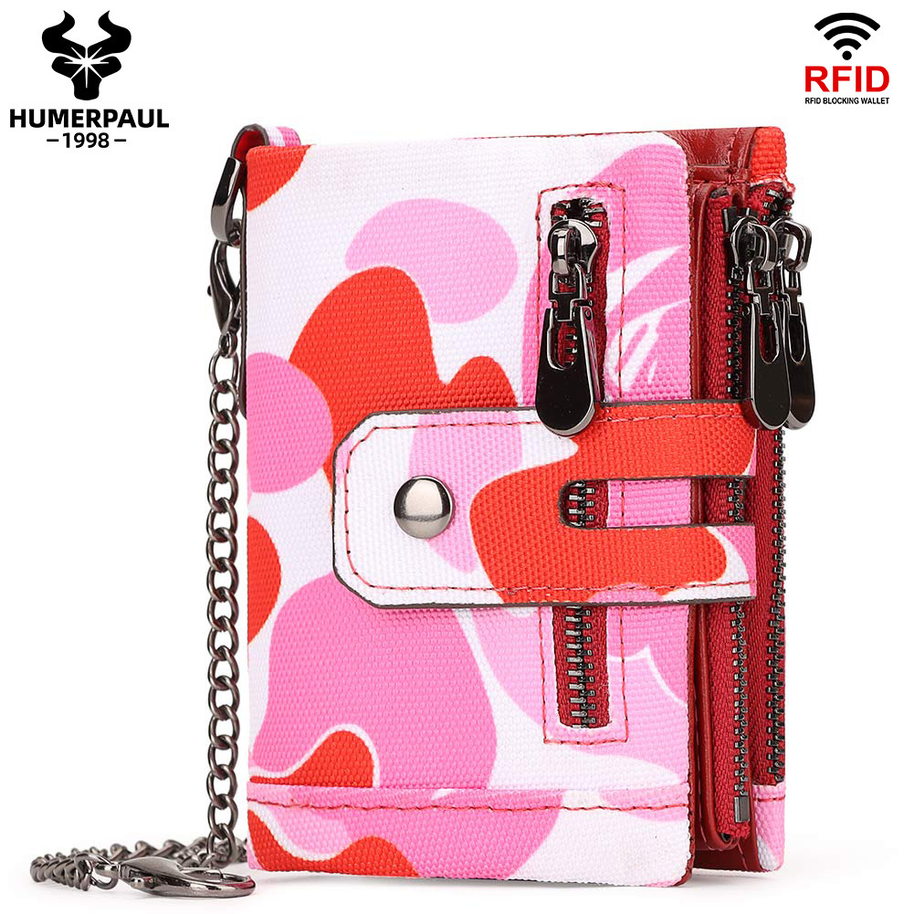 Cartera corta de cuero genuino para comercio exterior, con protección RFID antirrobo, piel de vacuno de primera capa, ranuras múltiples para tarjetas, tarjetero, triple pliegue, múltiples cremalleras, bolsillo para monedas