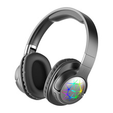 工廠私模跨境 新款頭戴式運動耳機5.0 重低音LED炫彩無線藍牙耳機