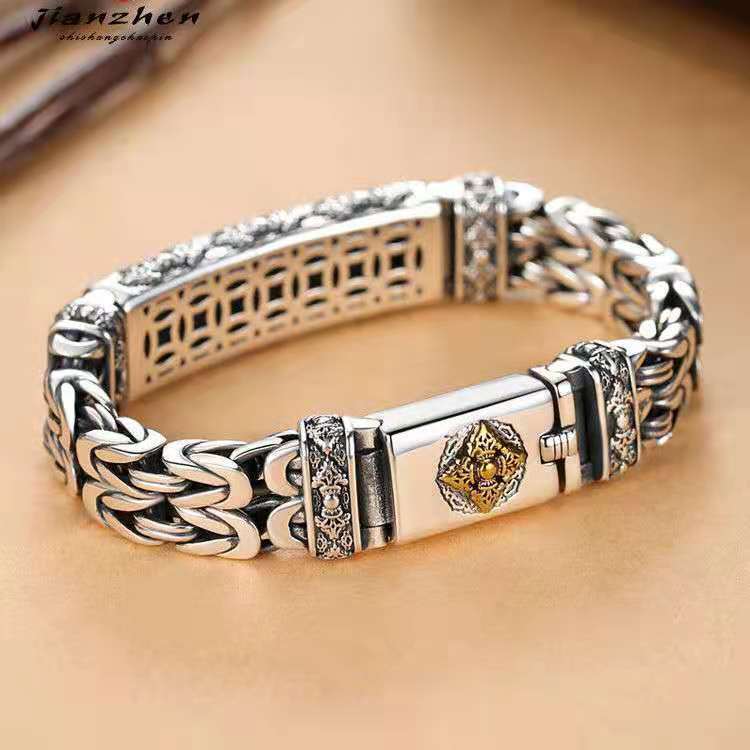 Men's Bracelet Silver Trend Creative Hand Jewelry Diamond Rod Bracelet  20/22cm