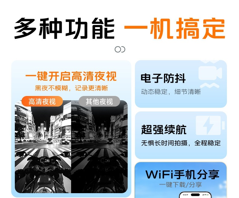 Action Camera Thumb Recorder Hd Video Camera Chest-Mounted Motorcycle Riding Neck-Hanging Shooting Gadget