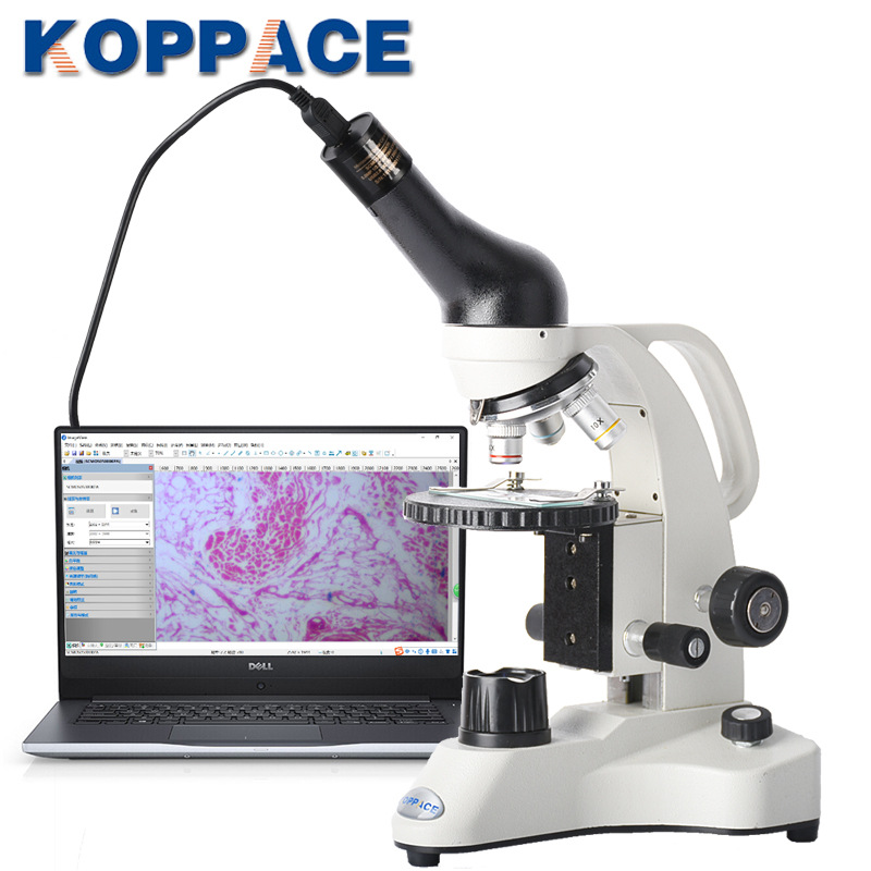 批发40X-640X中小生单目生物显微镜配500万像素电子目镜提供软件