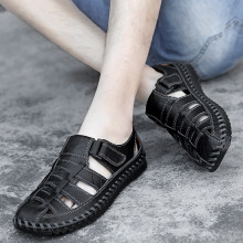 亚马逊爆款跨境大码手工缝制软底轻巧休闲包头男凉鞋