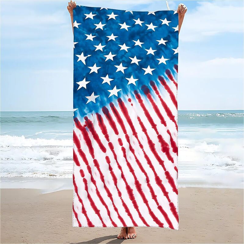 Cross-Border Beach Towel Tie-Dye Style American Flag Printed Bath Towel Microfiber Sports Towel Amazon Wholesale Cross-Border Beach Towel Tie-Dye Style American Flag Printed Bath Towel Microfiber Sports Towel Amazon Wholesale
