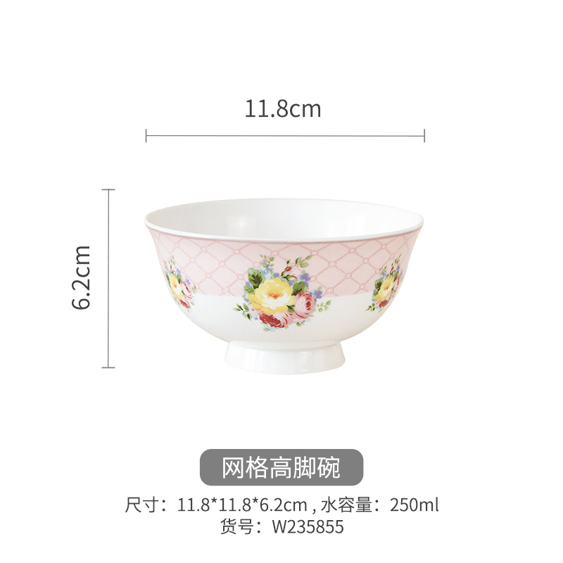 Flores románticas de alto valor de hueso de porcelana cubiertos set platos y palillos de cerámica casados nuevos platos y palillos domésticos
