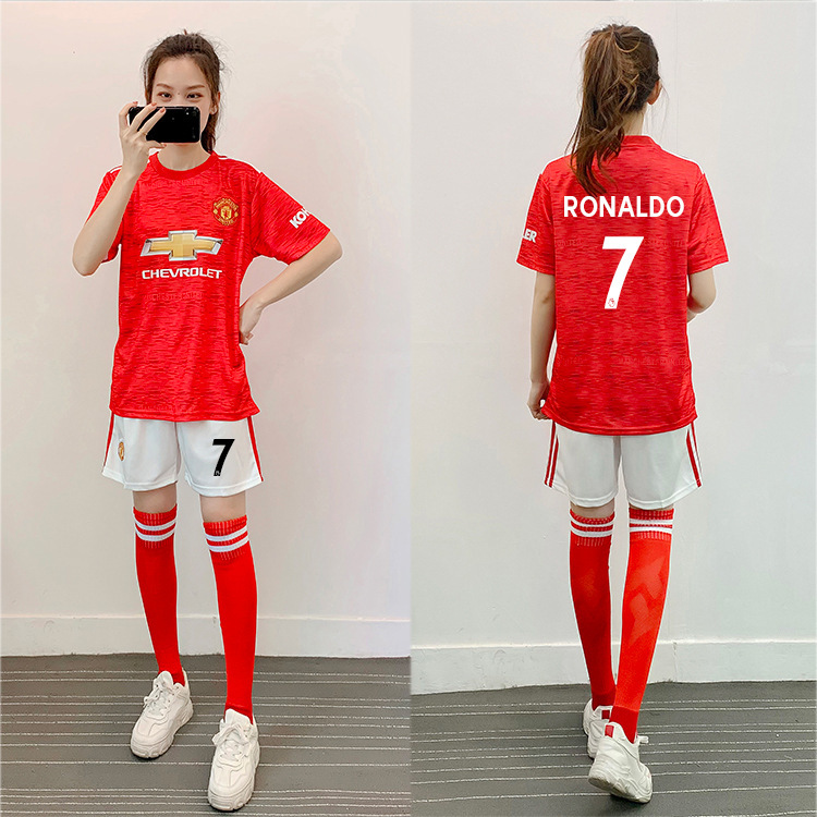 Korean Style Football Suit Women's Suit Children's Sports Football Training Suit Student Competition Team Suit Ronaldo Messi Football Suit
