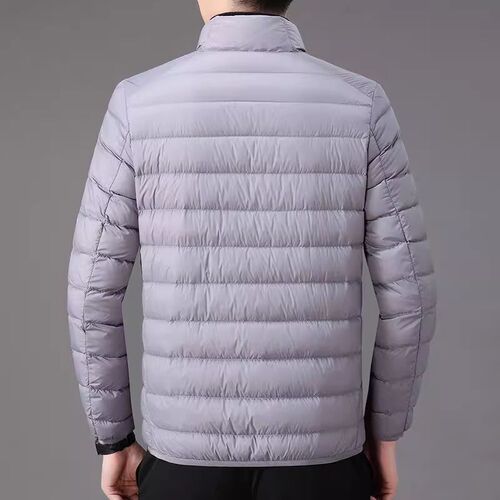 Winter thin down cotton jacket for men, short sleeve, large size, casual stand-up collar, warm top, for father, men's cotton coat outerwear